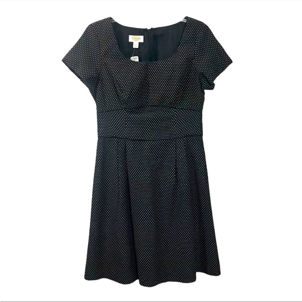 🆕 Talbots Petites 8P 8 petite black & white polka dot retro skater dress NWT!